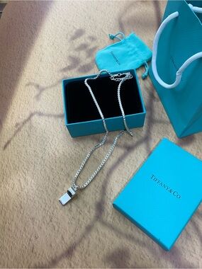 Tiffany & Co. Silver Padlock Pendant Necklace - Polished Silver